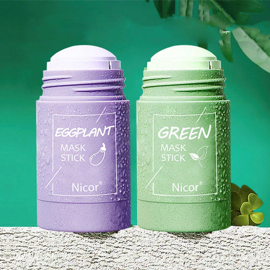 Nourishing Green Tea and Eggplant Clay Mask Set - Deeply cleanse pores, control oil, and brighten skin for a radiant, healthy-looking complexion