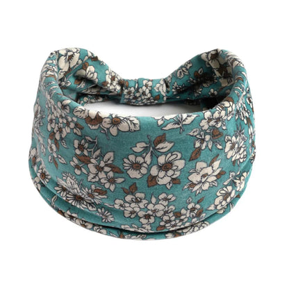 Bohemian cloth yoga sports headband with floral and polka dot patterns, available in multiple colours.
