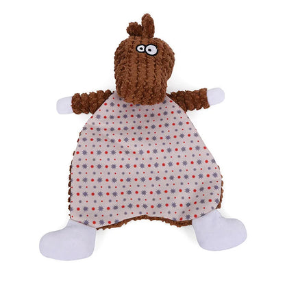 Brown velvet fox stuffed toy with crinkle paper sounds for pets