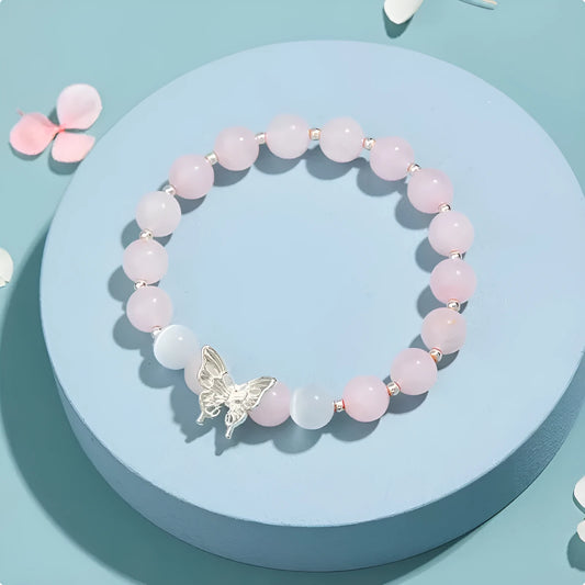 Women's handmade crystal bracelet with princess bow design and butterfly colour options