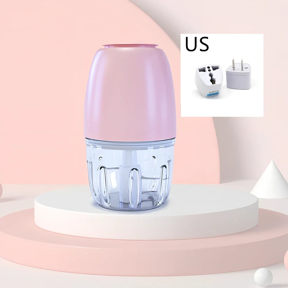 Household electric ice crusher in cherry blossom powder with 200W motor and 105mm square design