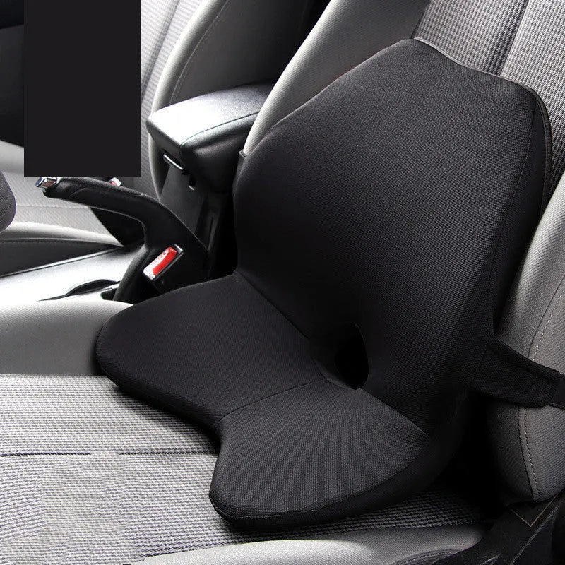 Memory foam car lumbar support cushion and headrest combination in beige colour