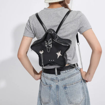 Soft PU women's messenger mini backpack in black, white or silver with dual shoulder carrying options