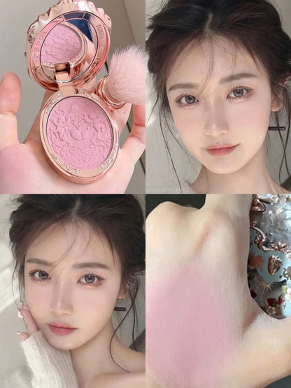 Flower Knows Strawberry Rococo Series Embossed Blush Velvet Matte Lip Glaze in retro perfume bottle design