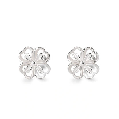 Elegant floral sterling silver stud earrings with screw-back closure for all-day wear