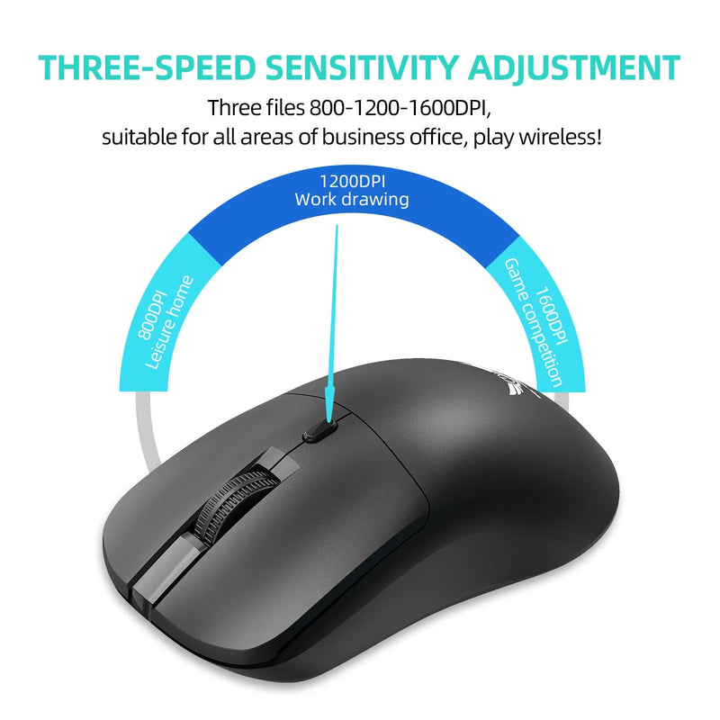Standard wireless mouse with three-gear audio button and lightweight design for laptop use in black colour, powered by two AAA batteries with photoelectric working mode and wireless connectivity