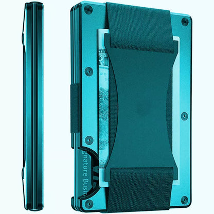 Metal carbon fiber wallet with RFID blocking technology in various colors