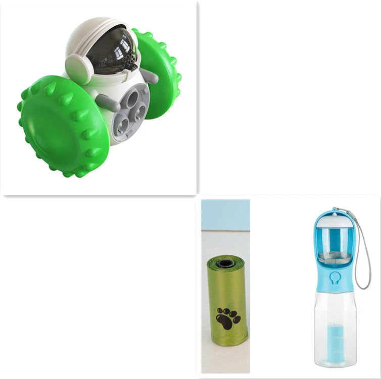 Innovative pet feeding toy with rolling balance system, keeps dogs and cats engaged and entertained