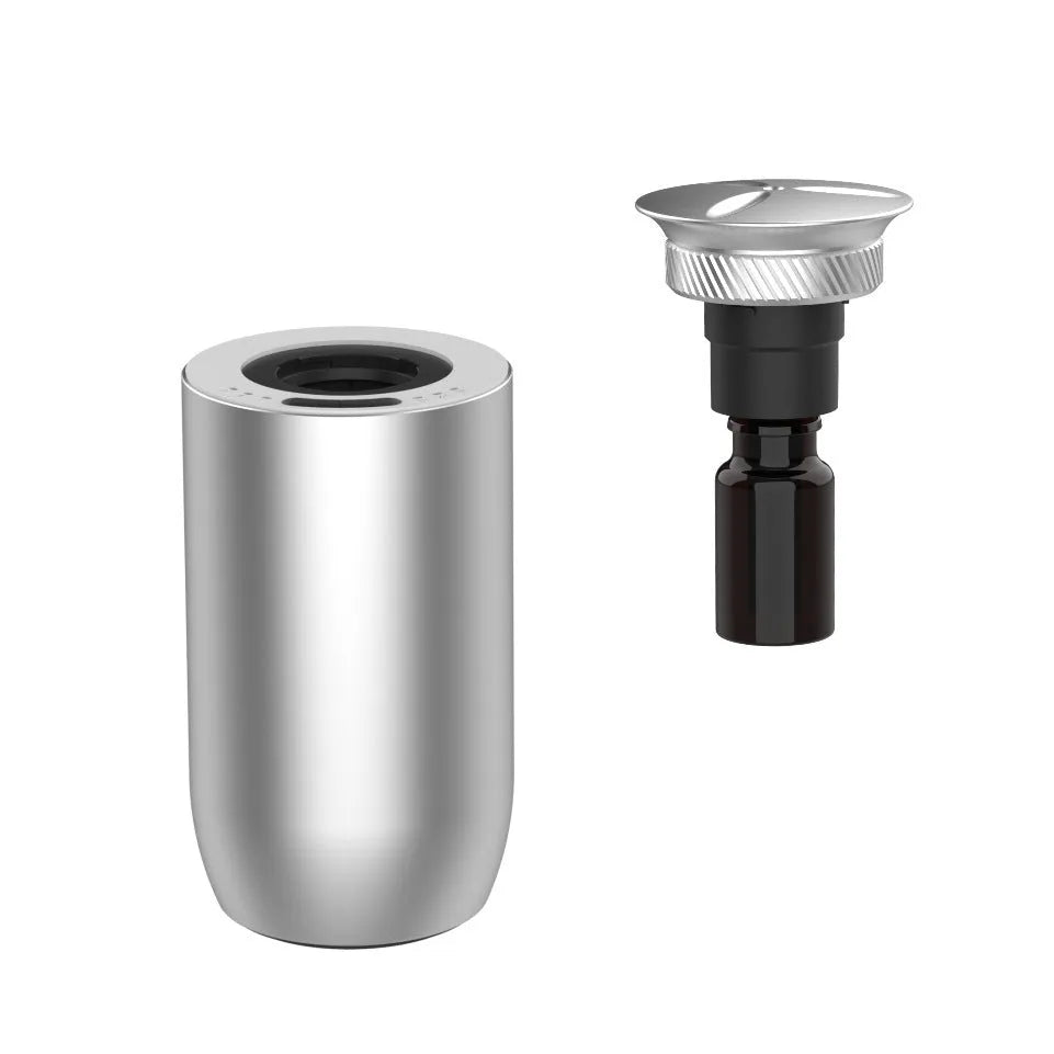 Portable metal car aroma diffuser in column design with touch button and rechargeable battery