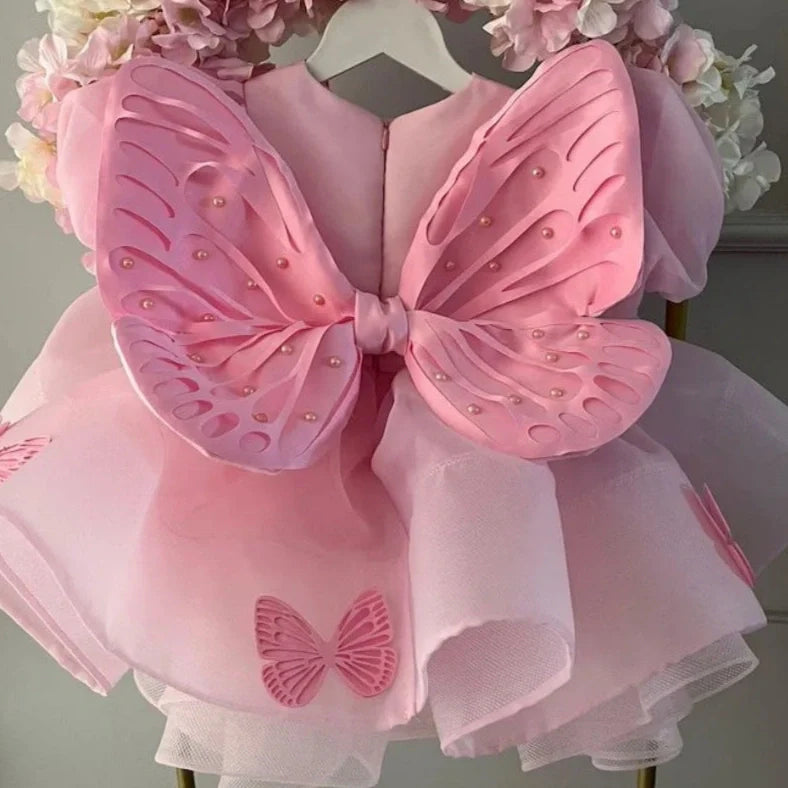 Western-style pink princess dress for baby girl with five-layer tulle skirt and adjustable shoulder straps