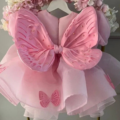 Western-style pink princess dress for baby girl with five-layer tulle skirt and adjustable shoulder straps