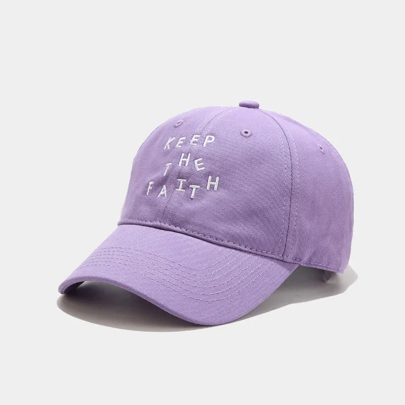 Men's cotton baseball cap with small letter embroidery in adjustable dome design