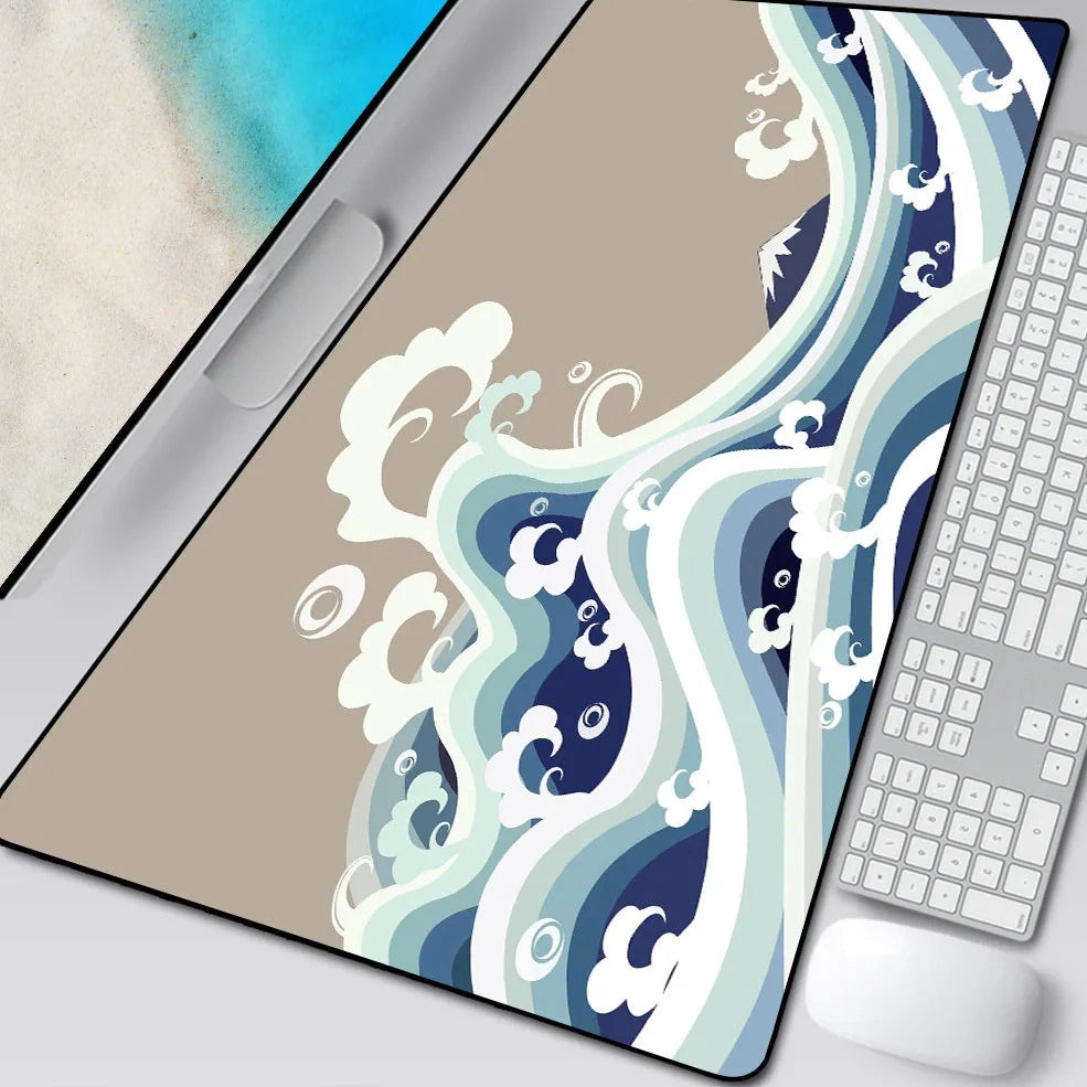 Natural rubber computer mouse pad with cloth surface and overlock edges in multiple size options