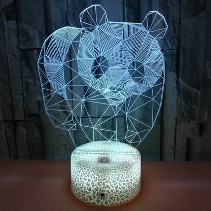 Panda LED night light with colourful 3D acrylic design and remote control