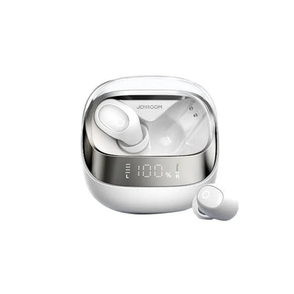Wireless in-ear Bluetooth headset in Dawn White colour with charging case and USB cable
