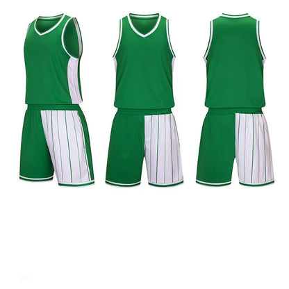 Basketball training suit with quick-drying fabric in grass green, dream blue, red, or sapphire blue, sizes M to 6XL