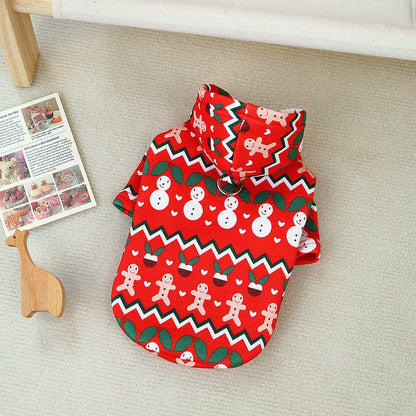 Christmas dog sweatshirt in beige or red, sizes XS to XL, thick milk silk composite fabric pet jumper