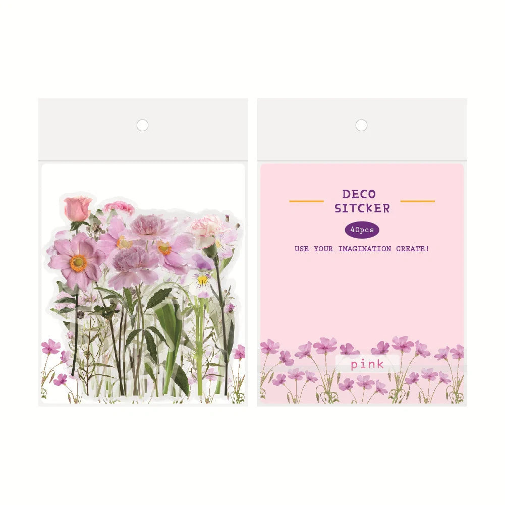 Enchanting transparent floral and mushroom stickers for DIY journaling and crafting