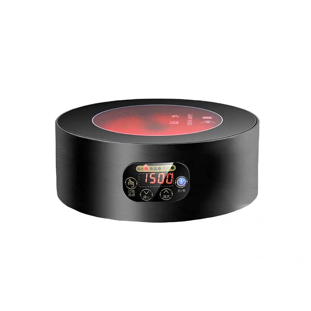 GW-T5 black electric ceramic glass mini tea stove with touch controls and 200mm x 85mm heating surface