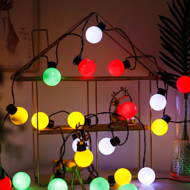 10-metre black wire solar festoon lights with 40 warm white LED bulbs for outdoor decoration