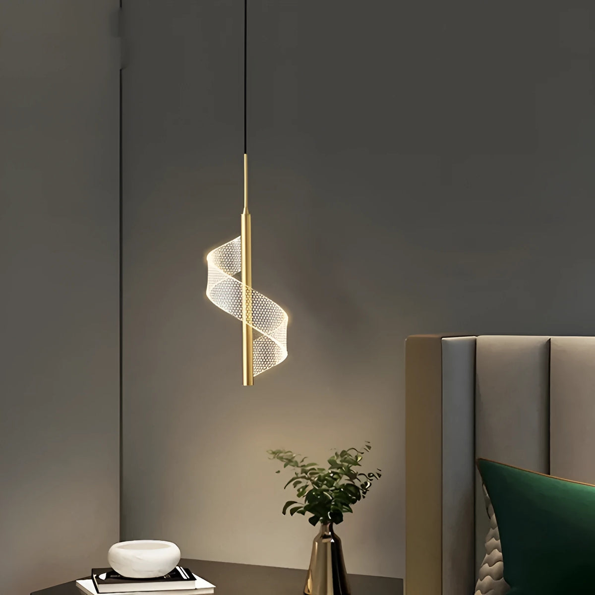Copper minimalist pendant light, 4W tri colour dimming, 400mm x 140mm ceiling droplight, black light colour, 220V