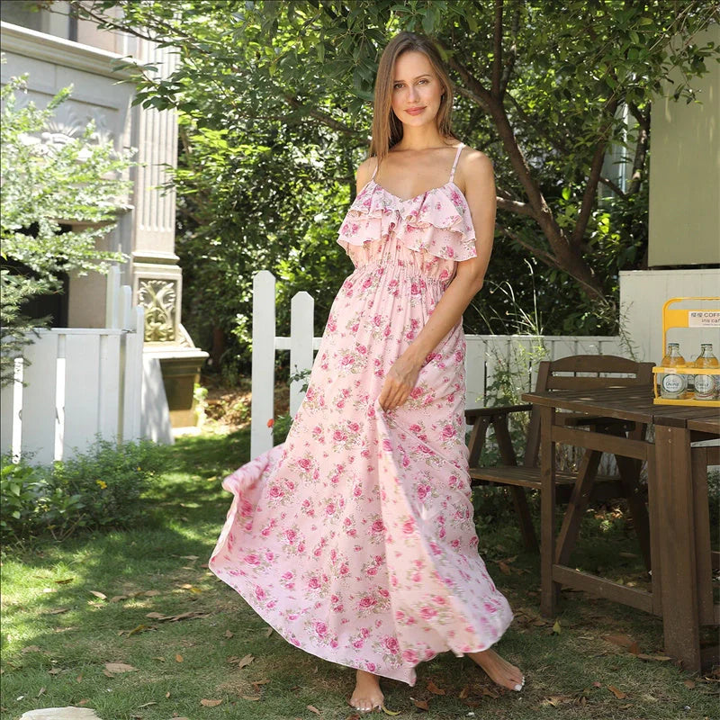 Stylish women's printed polyester dress in green, perfect for casual and formal occasions