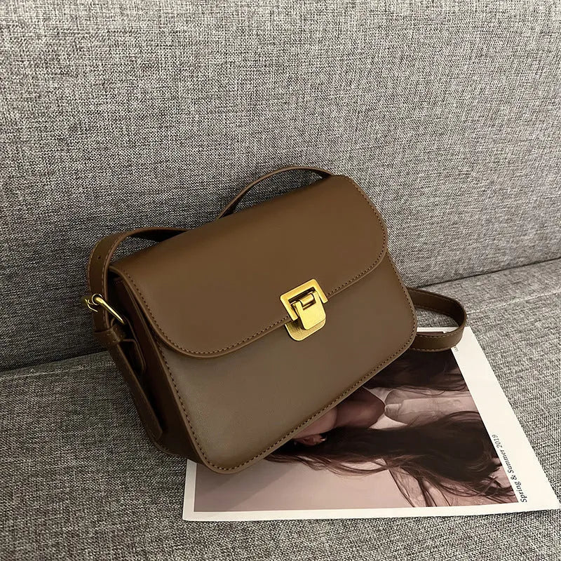 Women's soft PU one-shoulder underarm square handbag in horizontal shape with cross-body strap