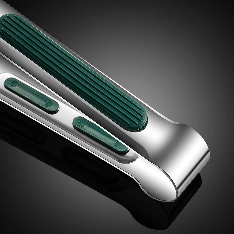 304 stainless steel kitchen tongs with non-slip silicone handle in 7, 9, and 12-inch sizes