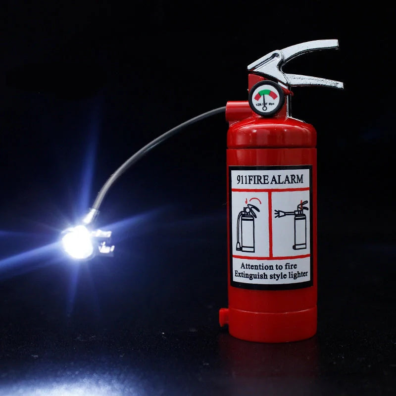 Creative fire extinguisher-shaped lighter in red with light, refillable and eco-friendly
