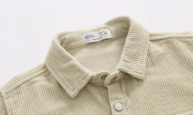 Boys' cotton long sleeved shirt in beige and grey, sizes 90cm to 130cm, casual top with round neck