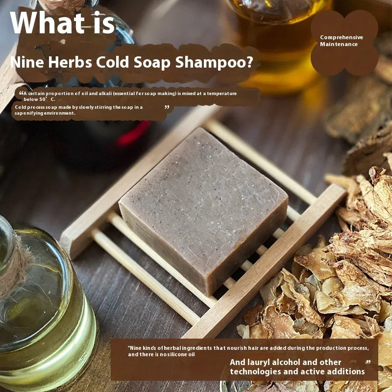 Cold process shampoo soap made with nine grass extracts and no silicone oil, a 72g solid bar shampoo for general use on all hair types, suitable for those avoiding silicone-based hair products.