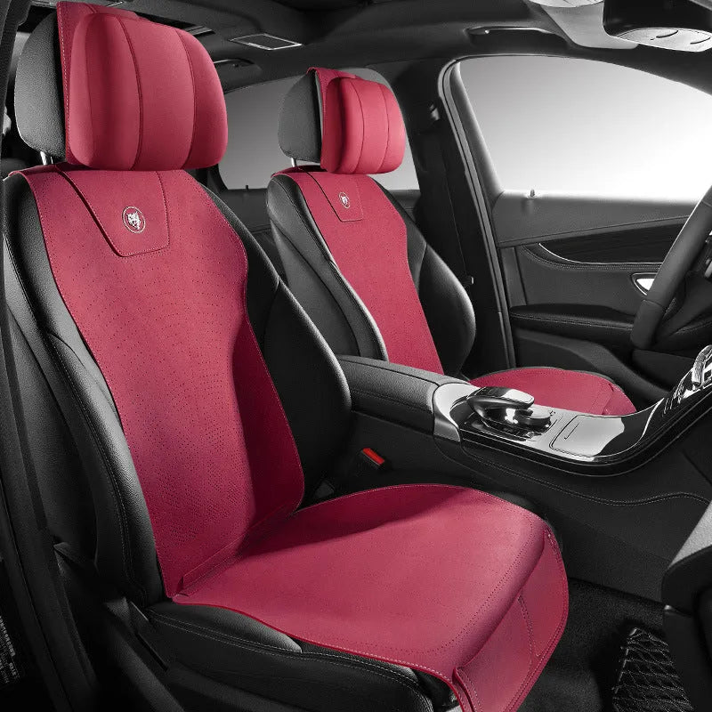 Tailored leather car seat cover with fur material and gradient hole ventilation pattern in multiple colour options