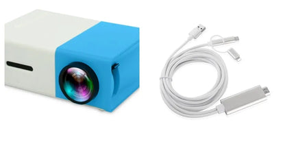 Compact black HD 1080P mini digital projector showing front projection design