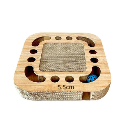 Corrugated paper cat scratching board with round ball toy in multiple style options