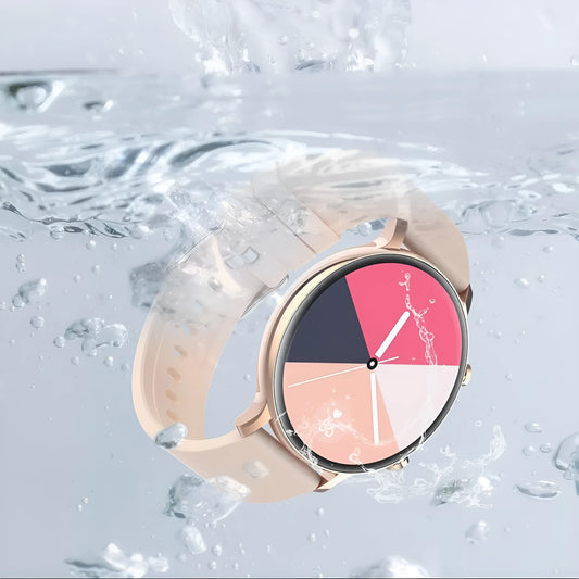 Bluetooth smartwatch with stainless steel strap showing heart rate monitoring display