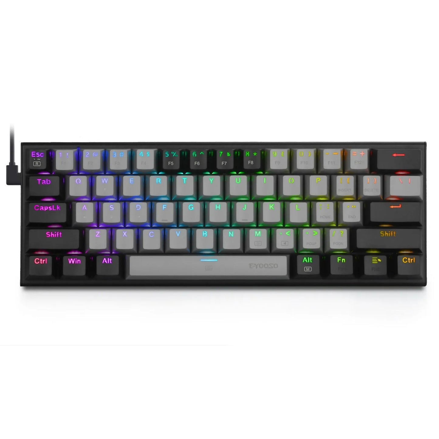 Aluminium alloy mechanical keyboard key caps in black, grey, and green colour scheme