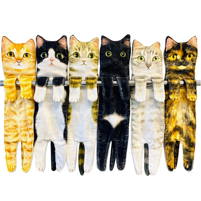 Playful cat-shaped hand towels for bathroom and kitchen use