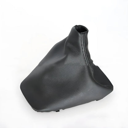 Black PU artificial leather gear stick dust cover for BMW 3 Series models.