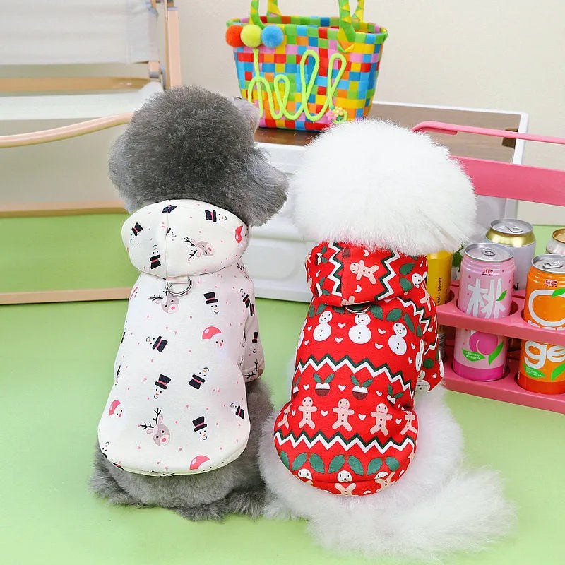 Christmas dog sweatshirt in beige or red, sizes XS to XL, thick milk silk composite fabric pet jumper