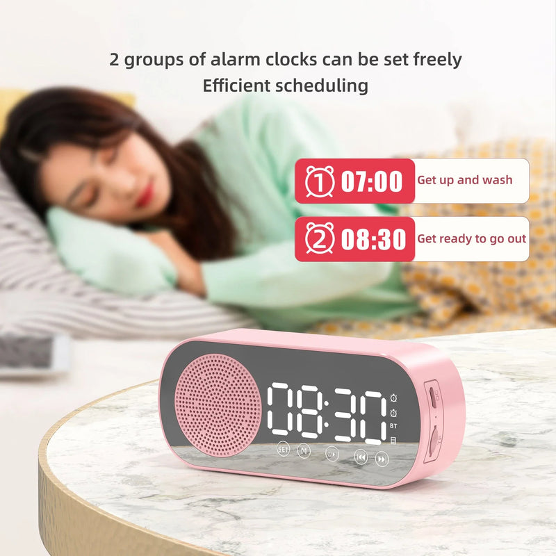 Hhomeenjoy 5-in-1 Bluetooth Alarm Clock: FM Radio, LED Display, Dual Alarms, USB Charging Stand