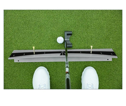 Golf putter balance simulator with adjustable rod on PVC frame for putting practice