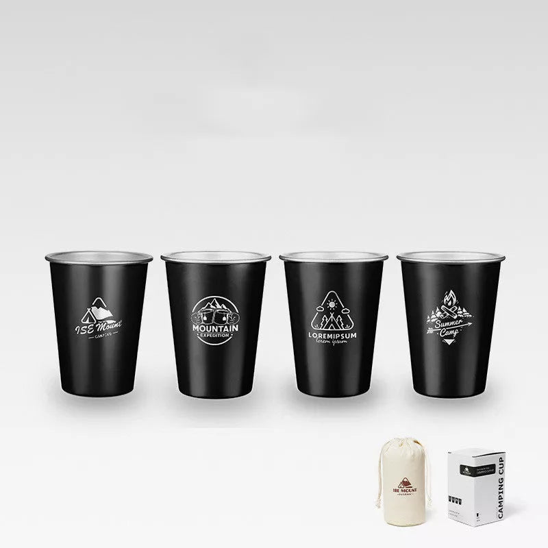 304 stainless steel camping beer steins set of 4 in white, black, and army green