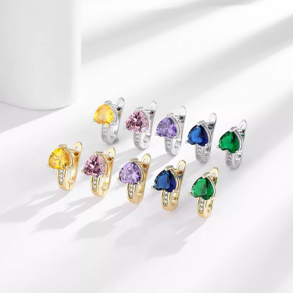 Loving Heart Zircon Ear Clips with diamond accents in heart-shaped design