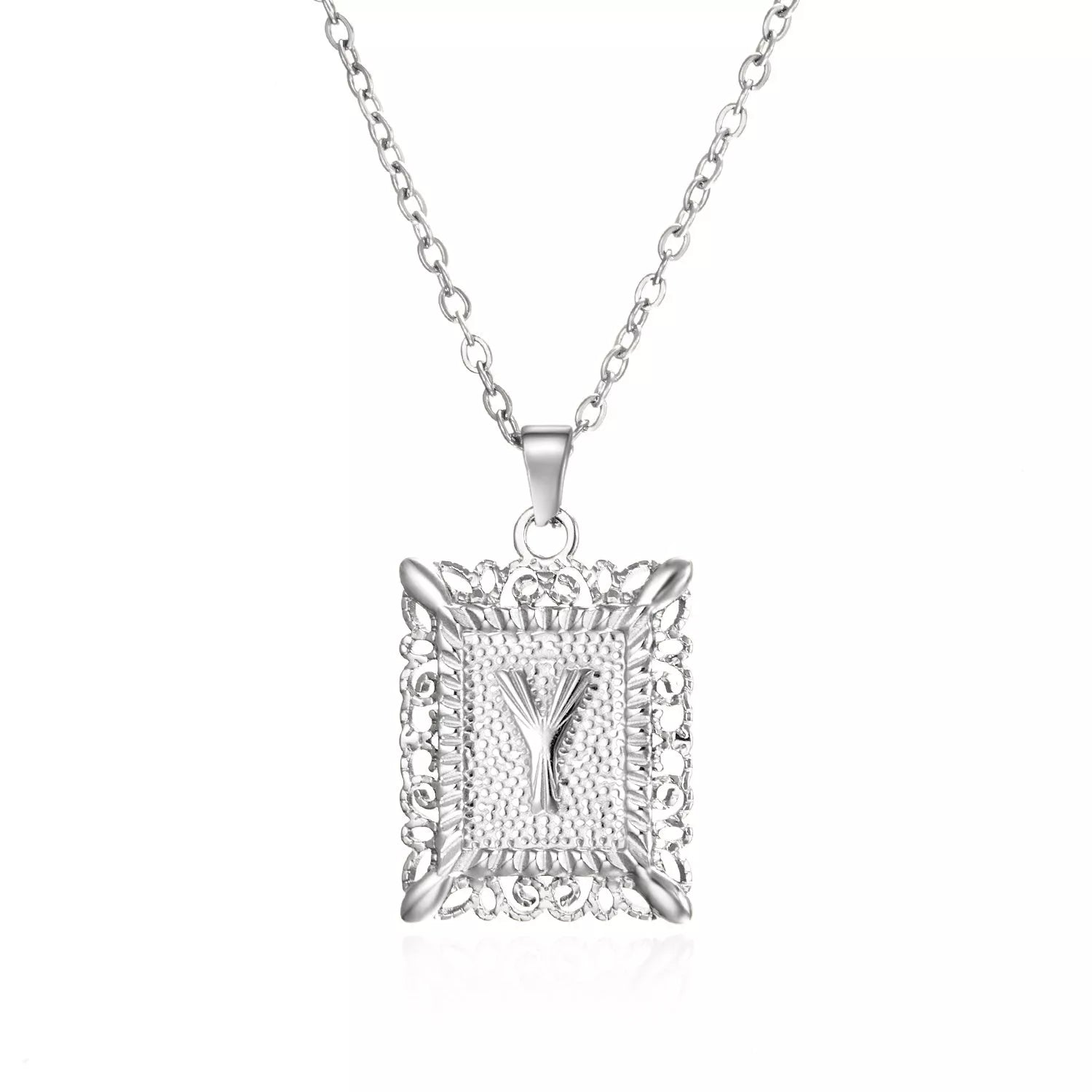 Personalized initial letter necklace in gold or steel, featuring any letter from A to Z