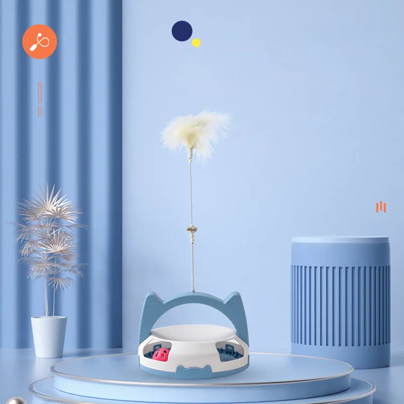 Cat toy stick with spinning ball attachment in multiple colour options