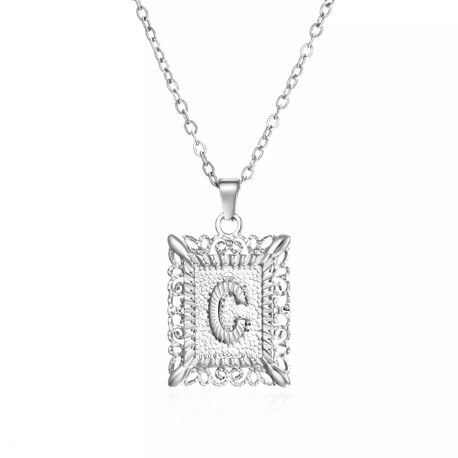 Personalized initial letter necklace in gold or steel, featuring any letter from A to Z