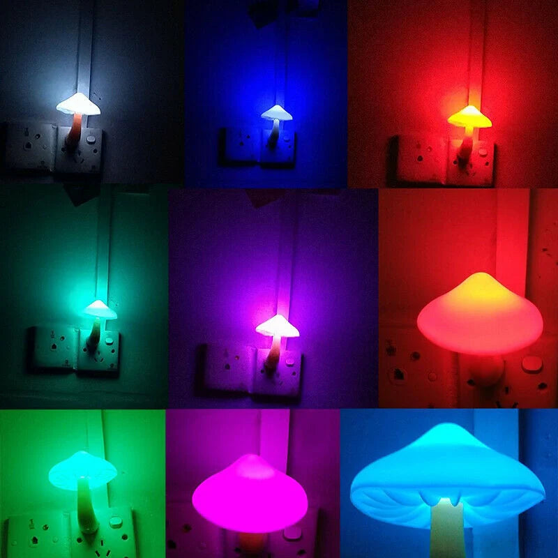 Mushroom-shaped LED night light with automatic sensor in various colors
