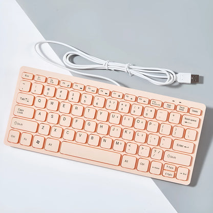 USB wired mini noiseless keyboard in black, white, pink, or blue colours
