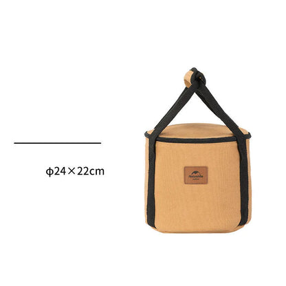 Camping bucket storage bag in canvas and Oxford cloth with pearl cotton lining, three sizes and capacities