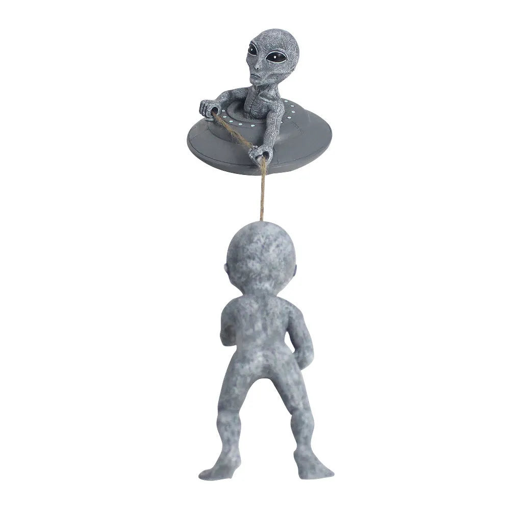 Grey resin alien tree pendant outdoor garden decoration with carved details